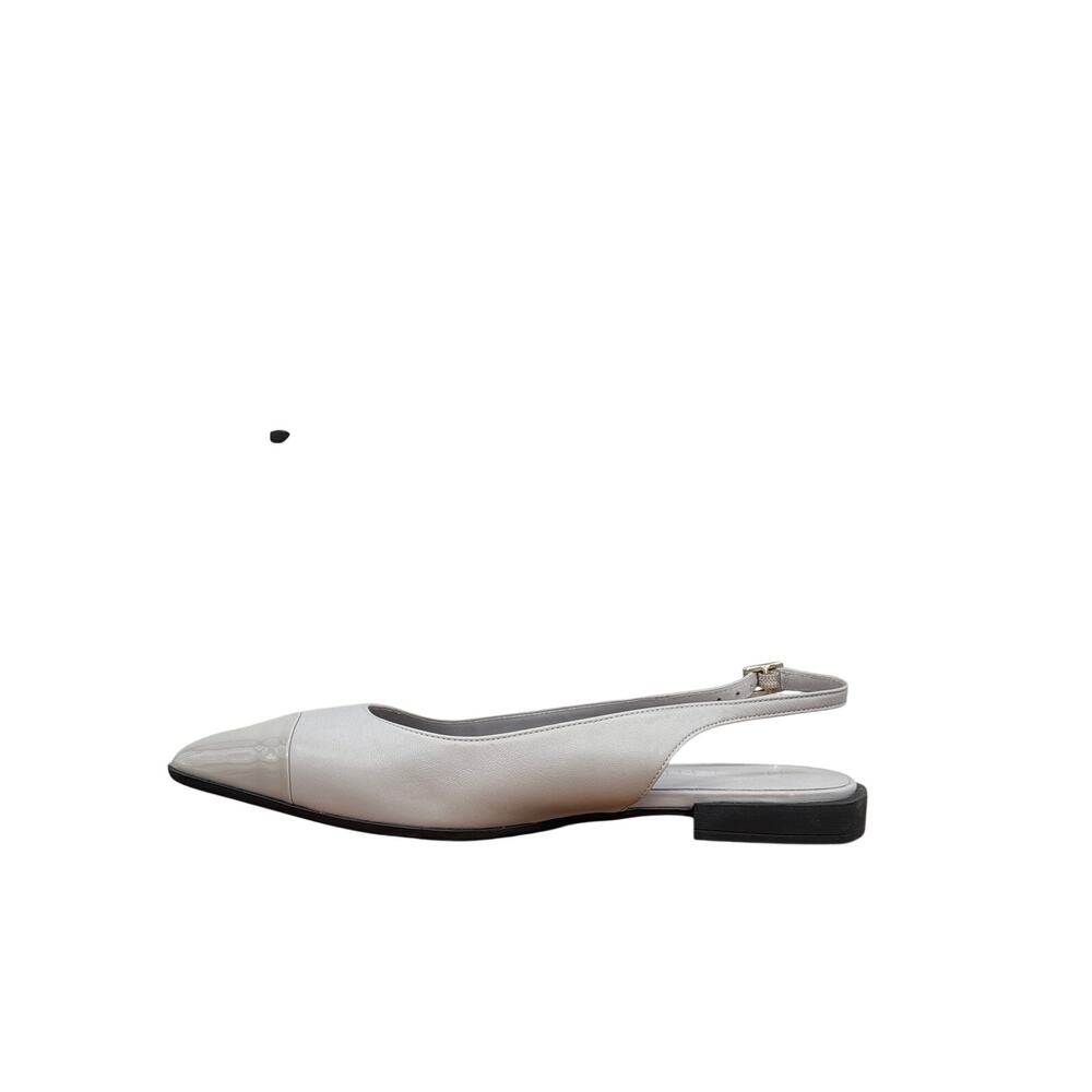M. Gemi The Camelia Cap Toe Slingback Flat SZ 6.5 Womens Gray Italy Leather Chic